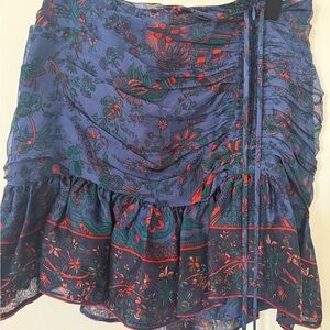 Veronica Beard Floral Blue and Red Women's Skirt Sz 0